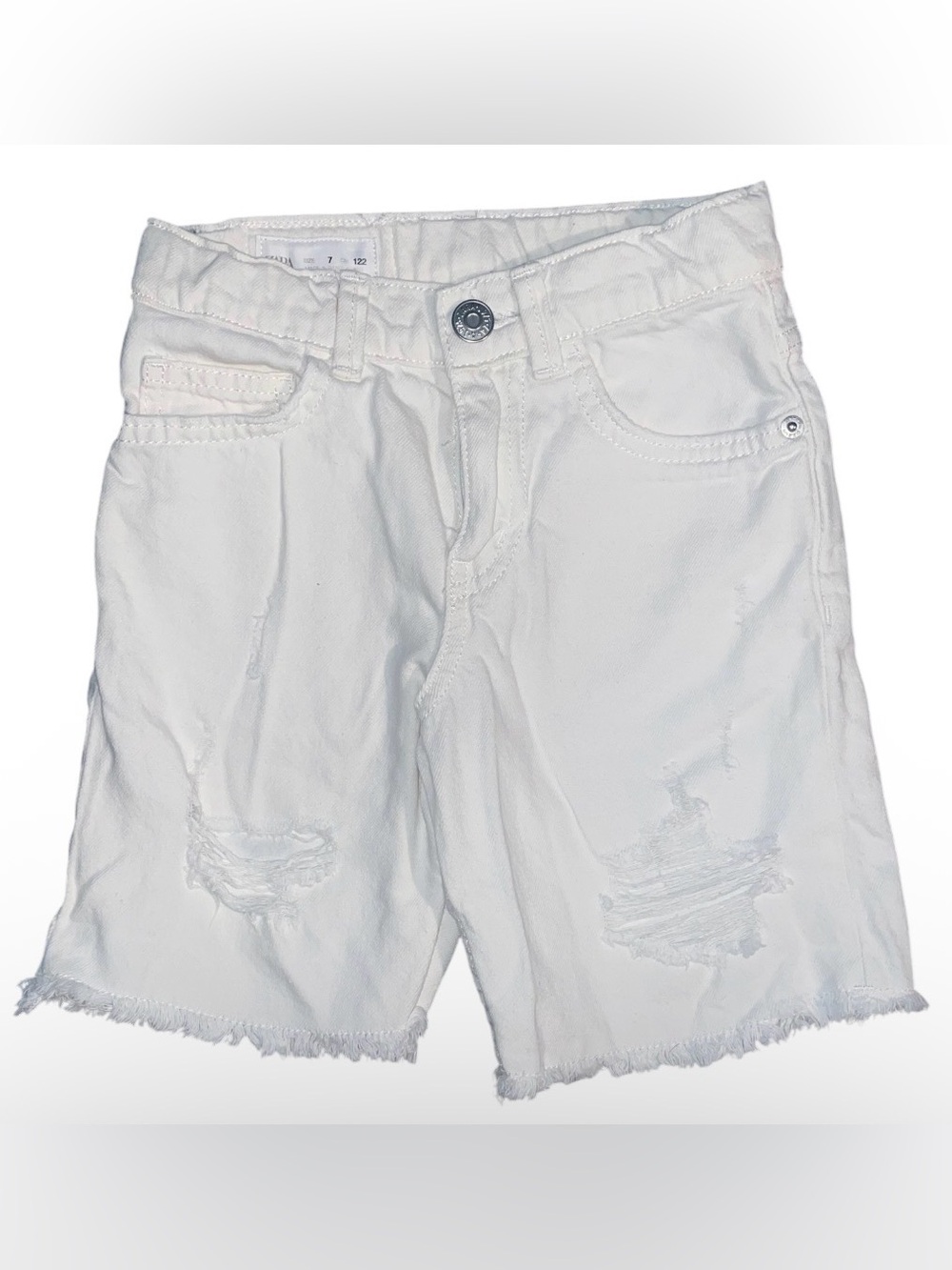 Zara kids boys White Distressed Denim Shorts